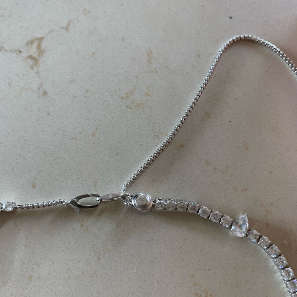 Nadri Love All Pear Cubic Zirconia Tennis Necklace silver - Picture 5 of 6